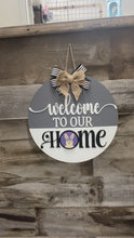 Load and play video in Gallery viewer, Welcome to our home interchangable 16” Round Doorhanger