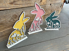 Load image into Gallery viewer, Standing Floral Bunnies set of 3 Easter