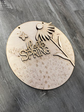 Load image into Gallery viewer, 16” hello spring flower Round Doorhanger