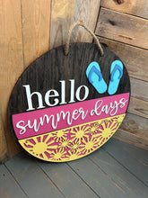 Load image into Gallery viewer, 16” Hello Summer Days Welcome Round Doorhanger