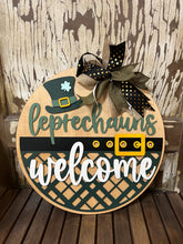 Load image into Gallery viewer, 16” Leprechauns Welcome buckle St. Patrick’s Day Round
