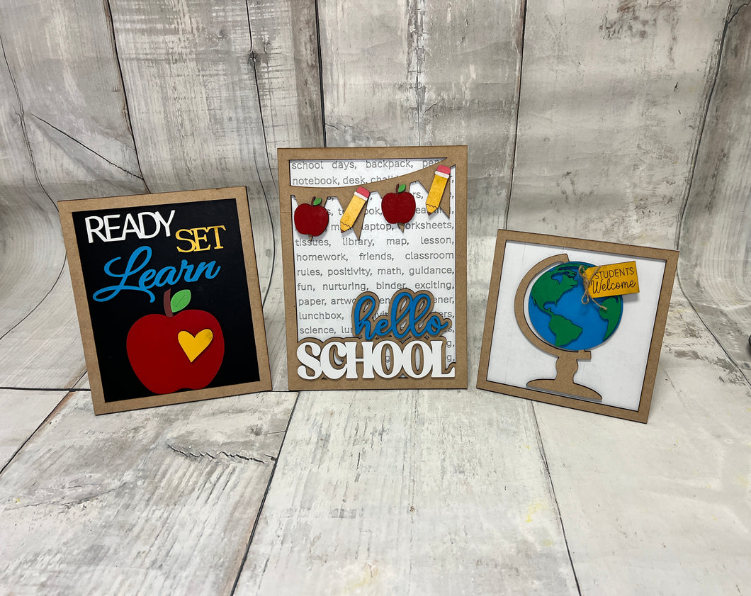 Hello School sign Trio