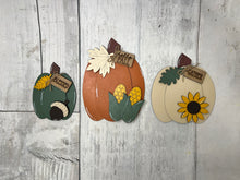 Load image into Gallery viewer, Pumpkin fall trio shelf sitter diy craft sign kit
