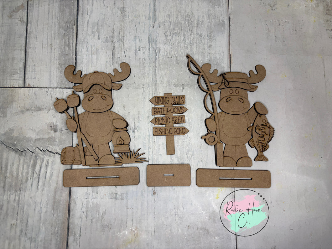 moose camping fishing shelf sitter craft sign kit