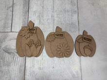 Load image into Gallery viewer, Pumpkin fall trio shelf sitter diy craft sign kit
