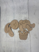 Load image into Gallery viewer, Easter floppy bunny basket shelf hanger craft sign kit
