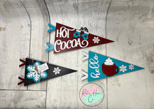 Load image into Gallery viewer, Interchangable seasonal pennant trio stands shelf sitter diy kit
