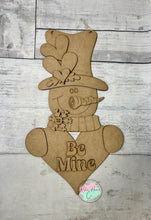 Load image into Gallery viewer, Be mine snowman doorhanger winter Valentine craft sign kit
