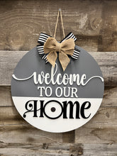 Load image into Gallery viewer, Welcome to our home interchangable 16” Round Doorhanger
