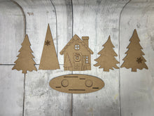 Load image into Gallery viewer, Winter cabin mantle scene shelf sitter craft sign kit
