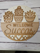 Load image into Gallery viewer, Welcome Succas 16” Round Doorhanger
