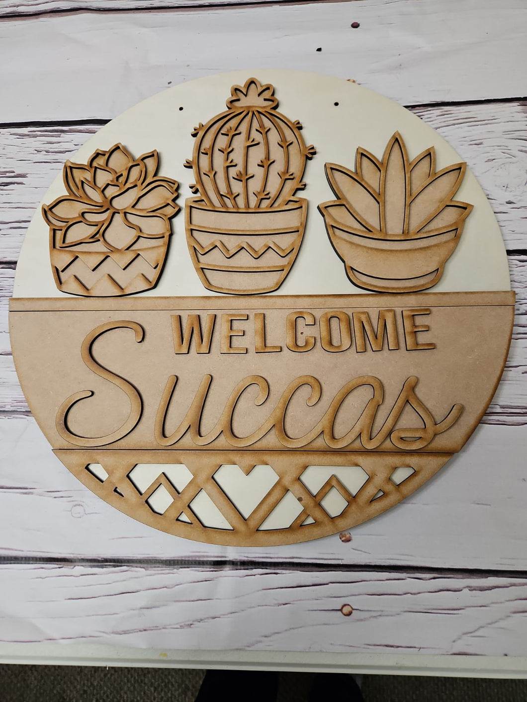 Welcome Succas 16” Round Doorhanger