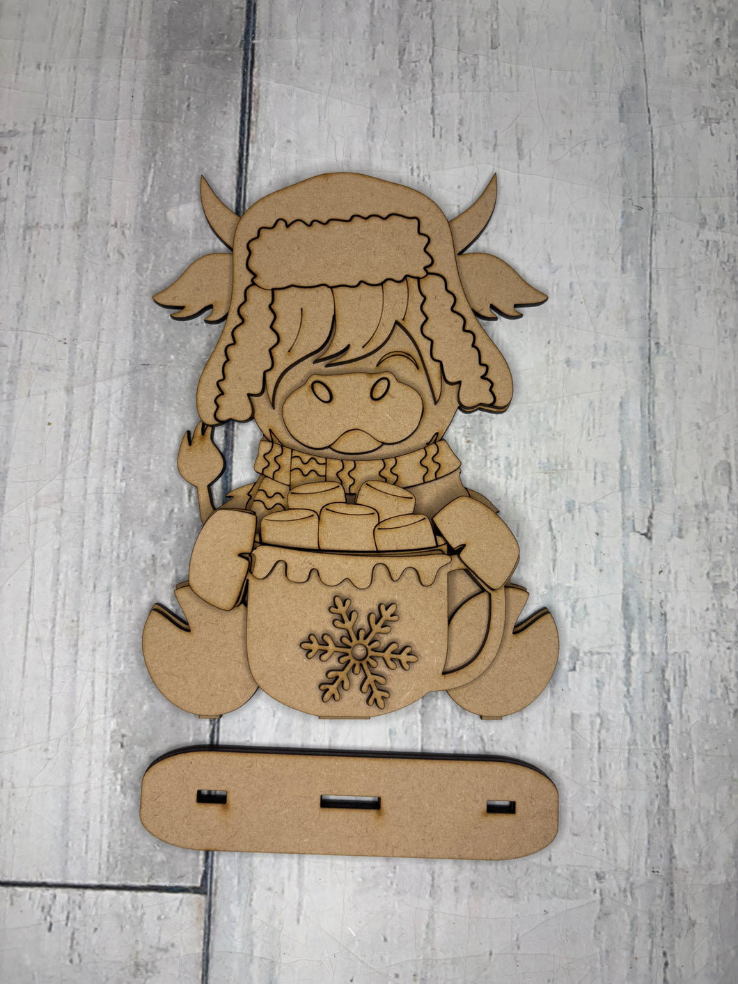 Winter Highland Cow shelf sitter craft sign diy kit