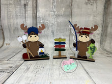 Load image into Gallery viewer, moose camping fishing shelf sitter craft sign kit
