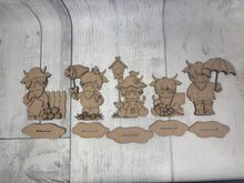 Load image into Gallery viewer, Spring highland cows standing Tier Tray set of 5 diy Kit
