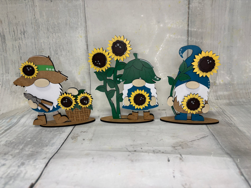Sunflower gnomes standing Tier Tray set of 3 diy Kit