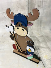Load image into Gallery viewer, moose camping fishing shelf sitter craft sign kit
