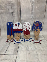 Load image into Gallery viewer, Summer popsicle standing patriotic set of 4 diy Kit
