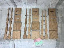 Load image into Gallery viewer, Interchangable seasonal pennant trio stands shelf sitter diy kit
