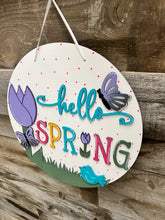 Load image into Gallery viewer, 16” hello spring tulip Round Doorhanger
