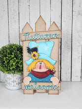 Load image into Gallery viewer, Fall scarecrow fence leaner diy craft sign kit
