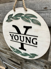 Load image into Gallery viewer, Personalized last name 16” Welcome Round Doorhanger
