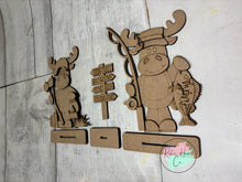 Load image into Gallery viewer, moose camping fishing shelf sitter craft sign kit
