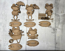 Load image into Gallery viewer, Spring frogs standing Tier Tray set of 5 diy Kit
