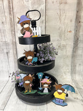Load image into Gallery viewer, Spring highland cows standing Tier Tray set of 5 diy Kit
