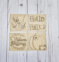 Load image into Gallery viewer, Fall scarecrow pumpkin set of 4 diy sign kit
