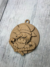 Load image into Gallery viewer, Christmas candy cane Ornament highland cow

