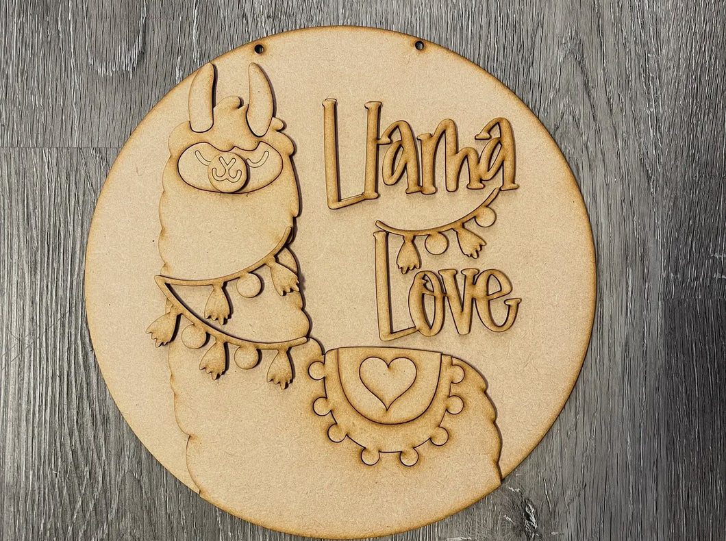 Llama craft kit, Sign, round, Doorhanger