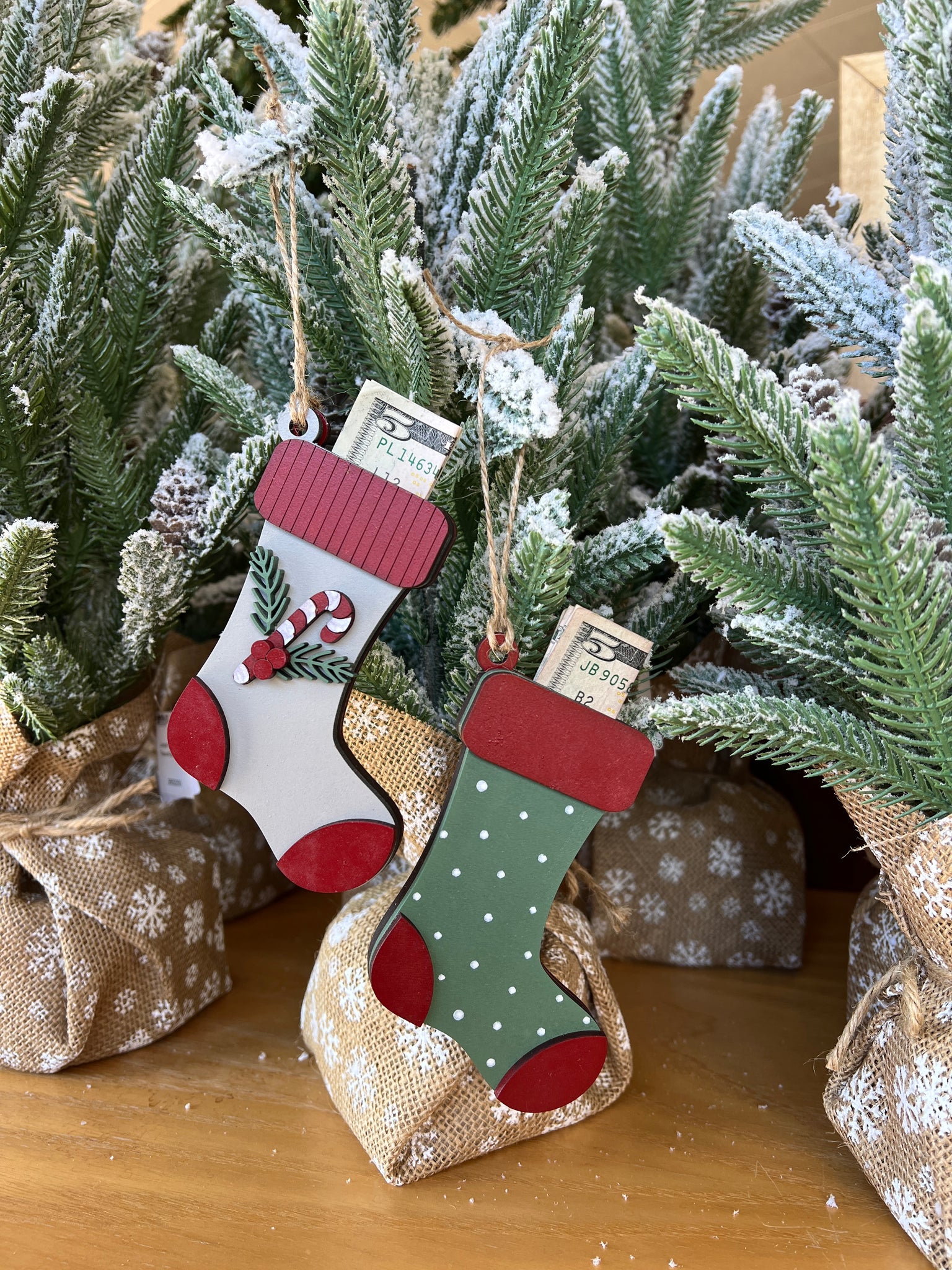 money holder christmas tree ornaments Christmas Ornament stocking money holder – Rustic Home Co