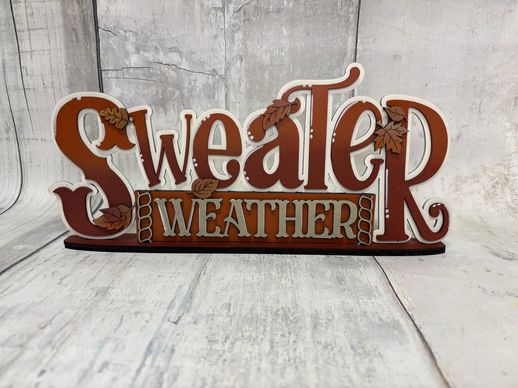 Fall sweater weather shelf sitter diy craft sign kit