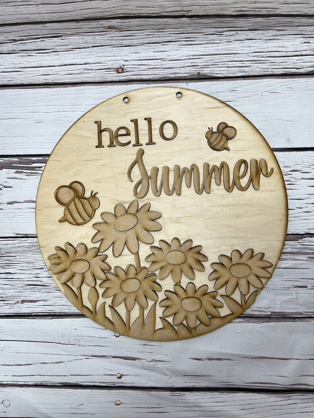 16” Hello Summer l Round Doorhanger