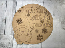 Load image into Gallery viewer, Chillin with my gnomes Winter Round Doorhanger
