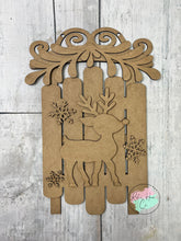 Load image into Gallery viewer, Christmas deer sled doorhanger sign
