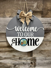 Load image into Gallery viewer, Welcome to our home interchangable 16” Round Doorhanger
