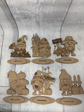 Load image into Gallery viewer, Fall gnomes standing Tier Tray set of 6 diy Kit
