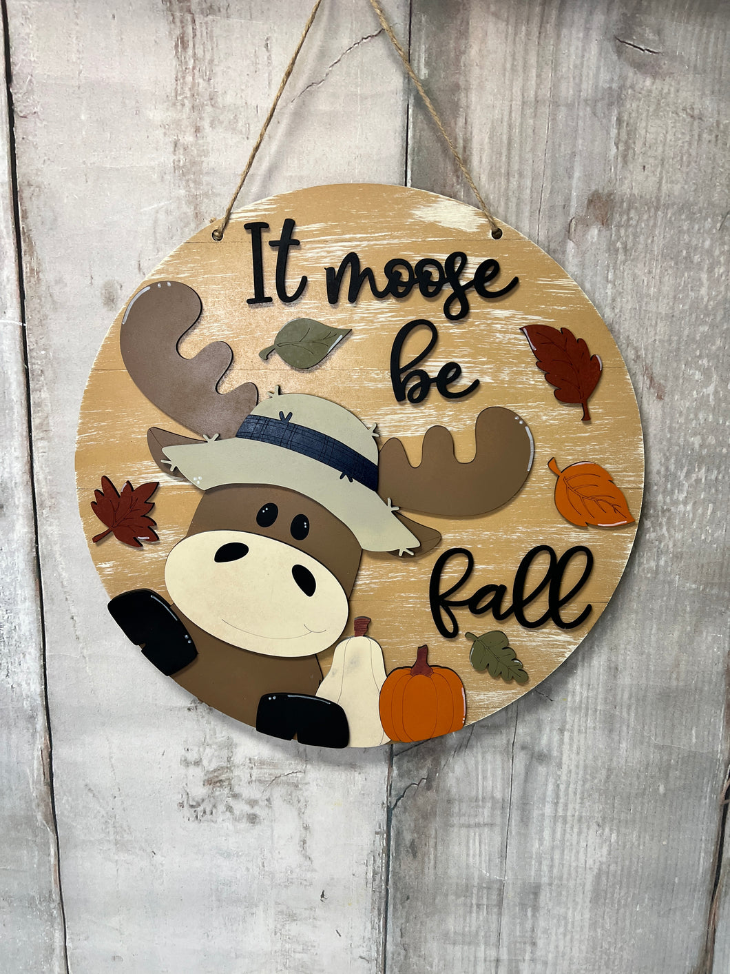 16” Fall moose Round Doorhanger