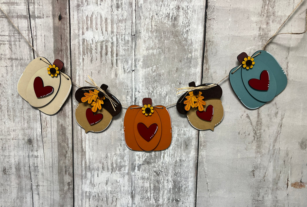 Fall pumpkin acorn Seasonal Banner garland