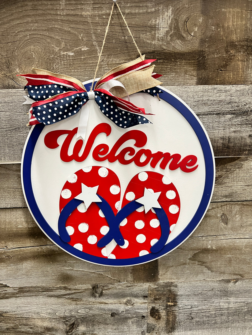 16” Welcome Summer Flip Flop Round Doorhanger