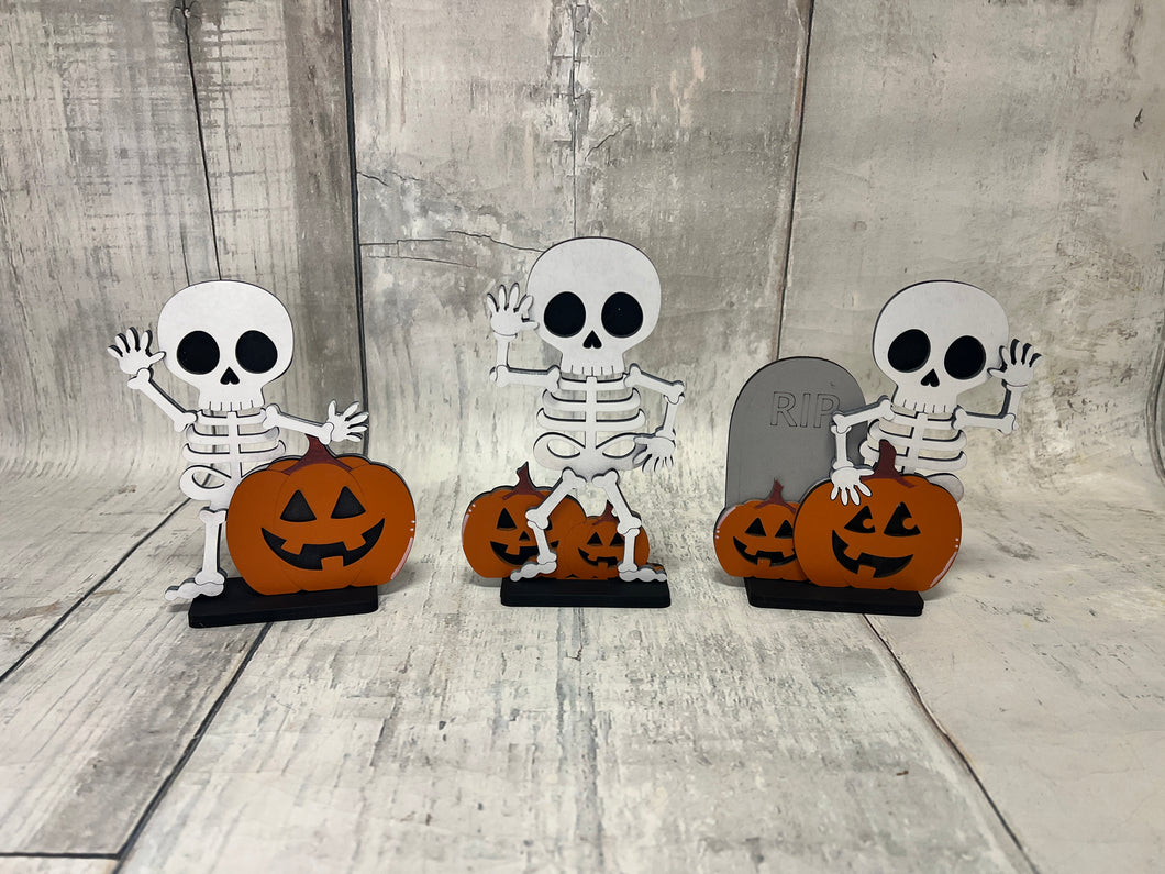 Halloween skeletons standing Tier Tray set of 3 diy Kit
