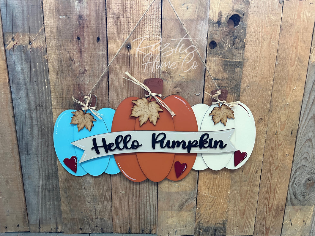 Hello Pumpkin Welcome Round Doorhanger