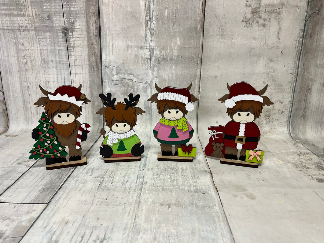 Christmas highland cow shelf sitter diy kit