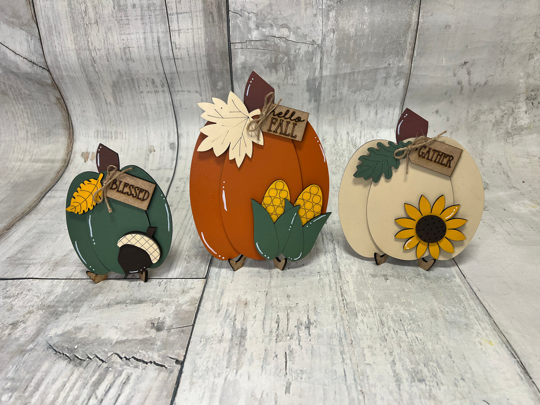 Pumpkin fall trio shelf sitter diy craft sign kit