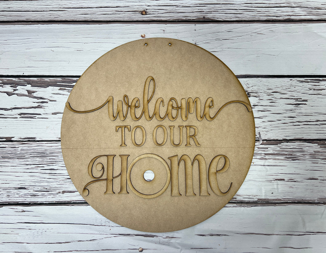 Welcome to our home interchangable 16” Round Doorhanger