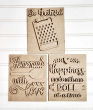 Load image into Gallery viewer, Primitive home collection kitchen signs set of 3, DIY Kit
