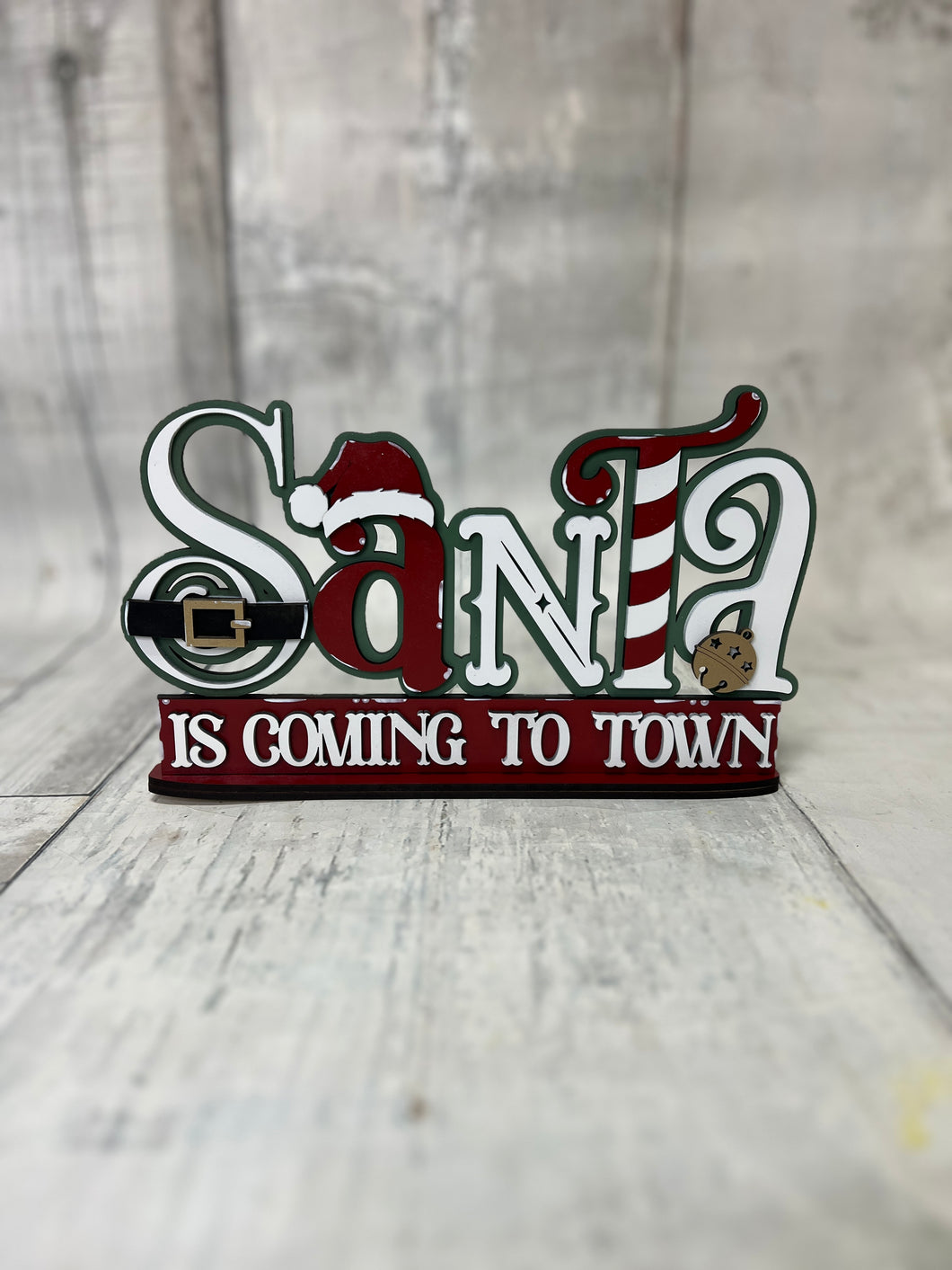 Santa is coming to town Christmas shelf sitter