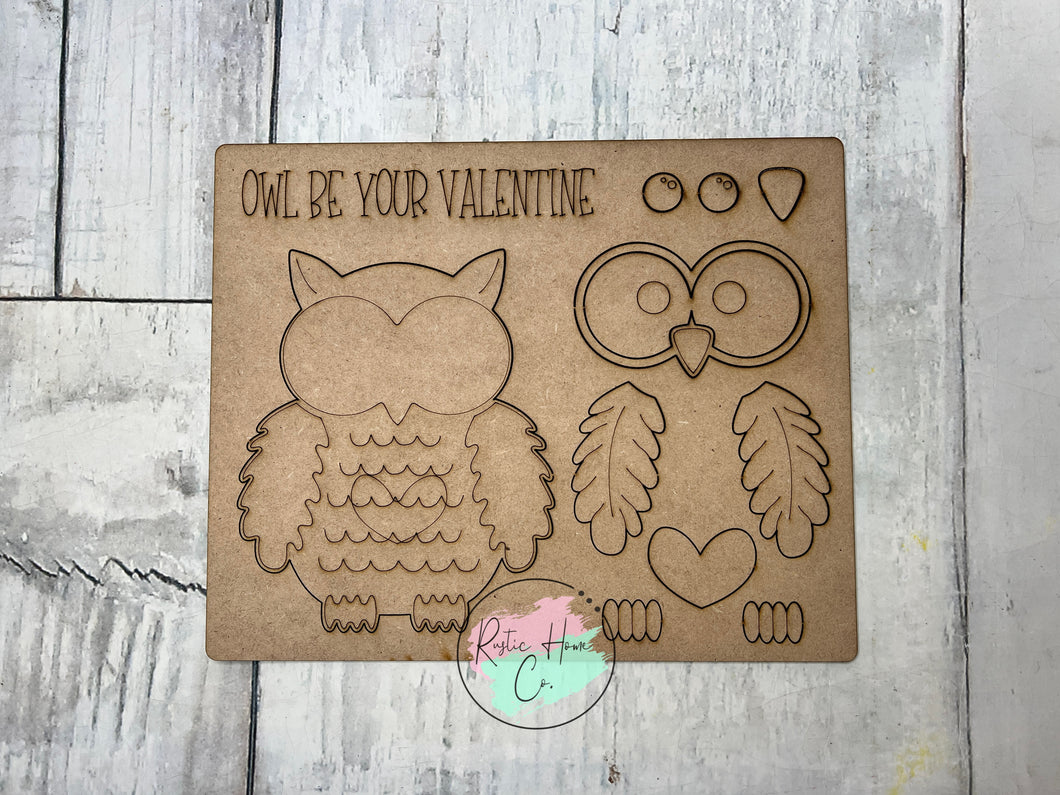 Valentine Owl pop out DIY craft sign kit kids craft